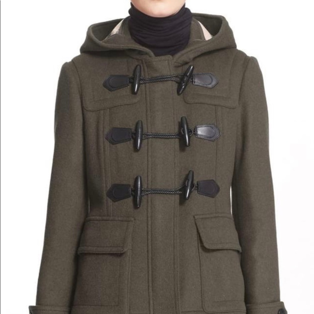 NWT BURBERRY BRIT Olive Green Coat Blackwell Coat Size 2 XS Stylish!